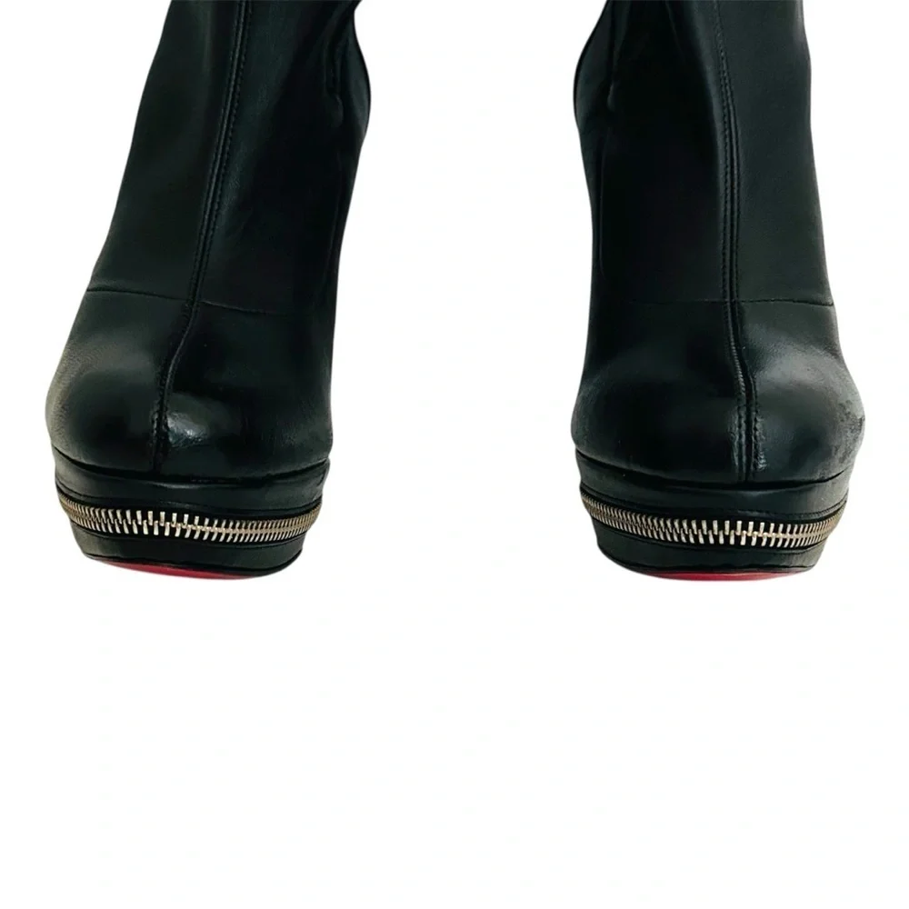 Christian Louboutin Unique 140 OTK Black Leather Boots EU 37 Nappa Leather